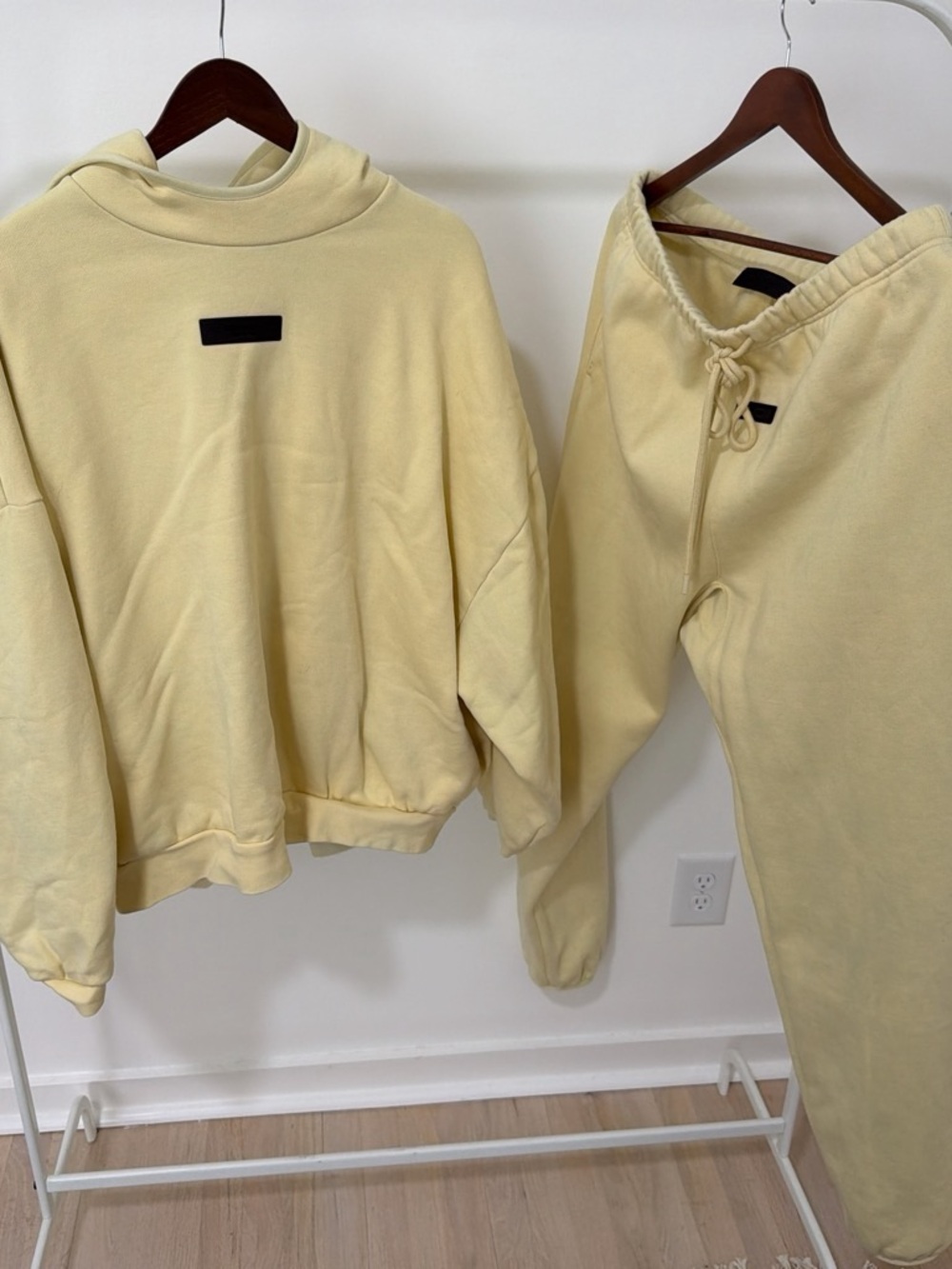Fear of God Pale Yellow Oversized Hoodie & Sweatpants Set